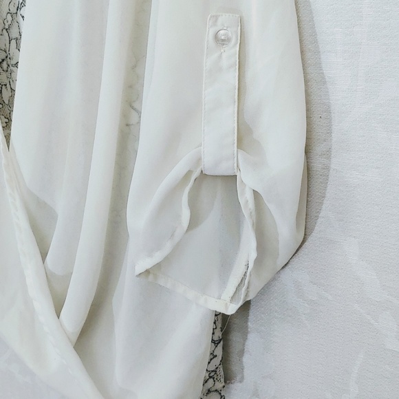 Maurices | Draped Front Sheer V-Neck Blouse | S - Picture 4 of 7